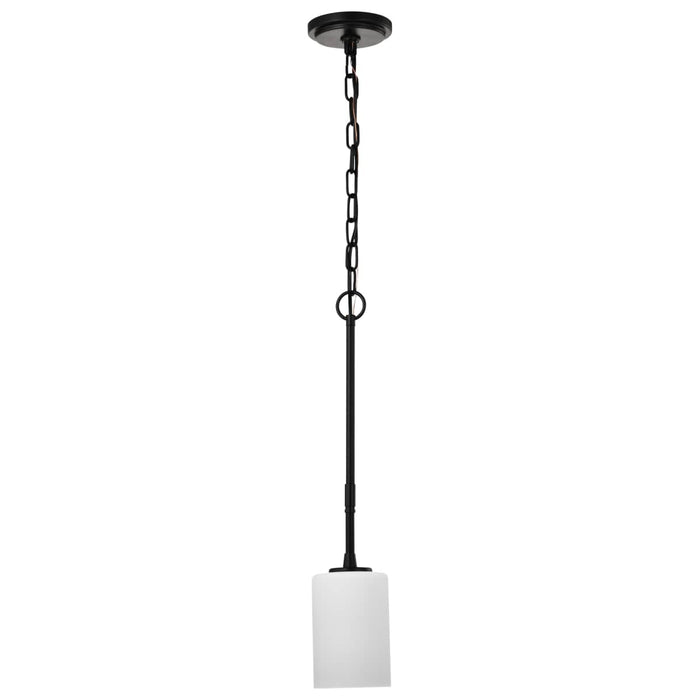 Mini Pendant Nuvo 60-8215 Liam - 1 Light Mini Pendant - Matte Black - White Opal Glass Nuvo