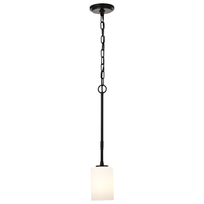 Mini Pendant Nuvo 60-8215 Liam - 1 Light Mini Pendant - Matte Black - White Opal Glass Nuvo