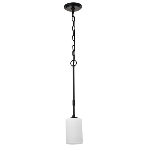 Mini Pendant Nuvo 60-8215 Liam - 1 Light Mini Pendant - Matte Black - White Opal Glass Nuvo