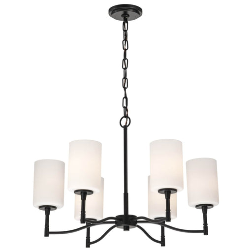Chandelier Nuvo 60-8216 Liam - 6 Light Chandelier - Matte Black - White Opal Glass Nuvo