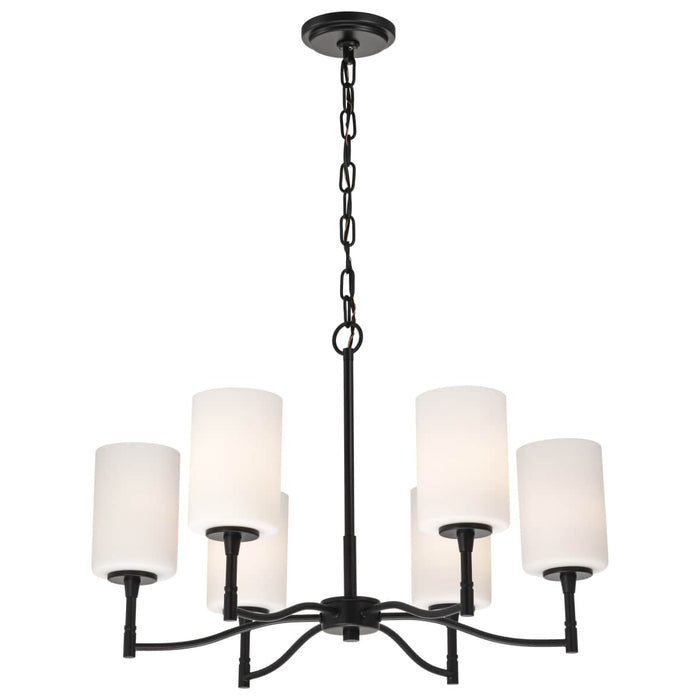 Chandelier Nuvo 60-8216 Liam - 6 Light Chandelier - Matte Black - White Opal Glass Nuvo