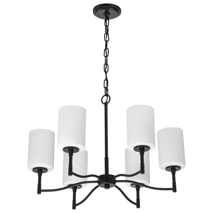 Chandelier Nuvo 60-8216 Liam - 6 Light Chandelier - Matte Black - White Opal Glass Nuvo