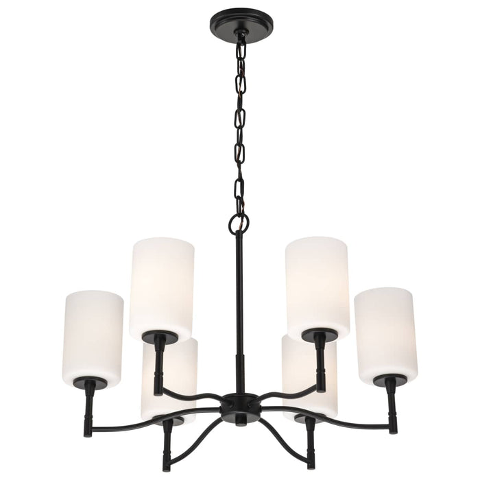 Chandelier Nuvo 60-8216 Liam - 6 Light Chandelier - Matte Black - White Opal Glass Nuvo