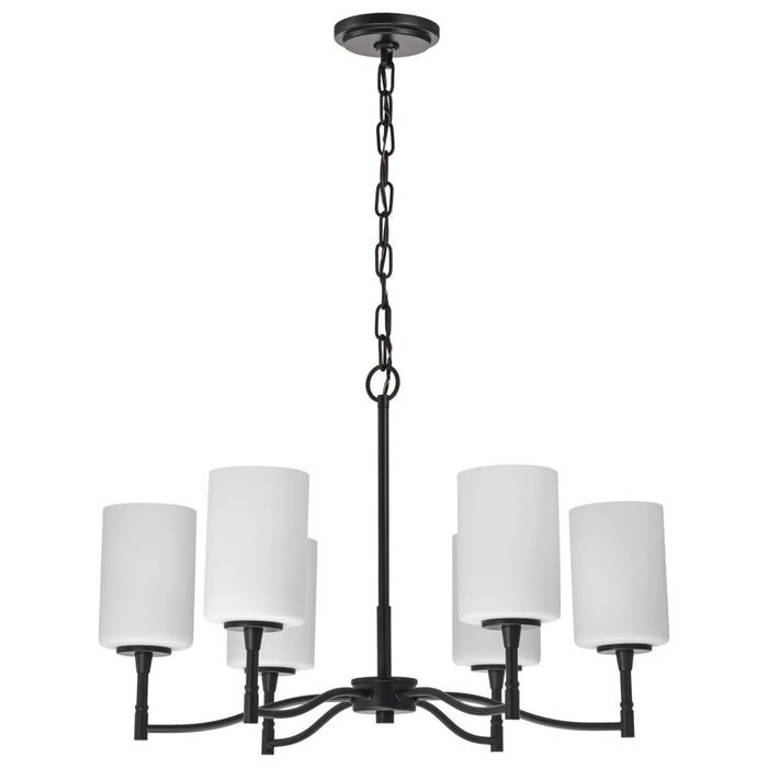 Chandelier Nuvo 60-8216 Liam - 6 Light Chandelier - Matte Black - White Opal Glass Nuvo