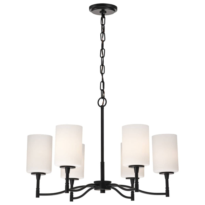 Chandelier Nuvo 60-8216 Liam - 6 Light Chandelier - Matte Black - White Opal Glass Nuvo