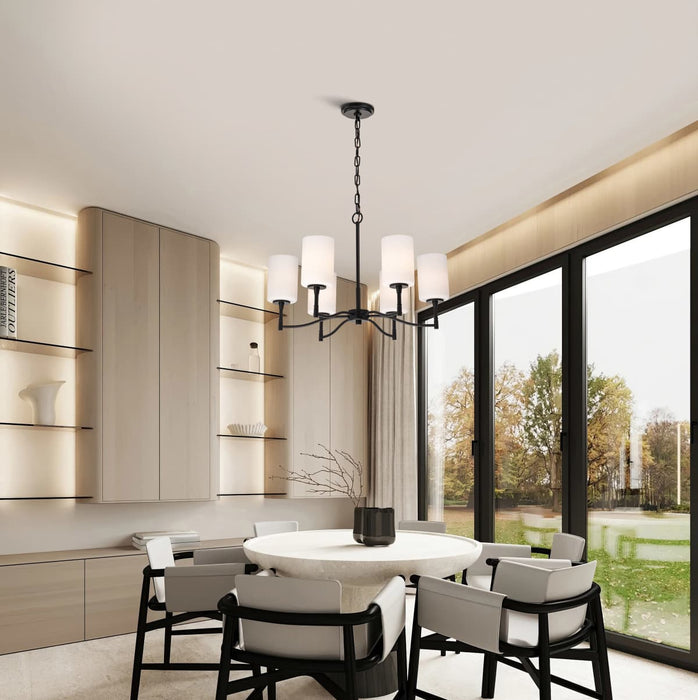 Chandelier Nuvo 60-8216 Liam - 6 Light Chandelier - Matte Black - White Opal Glass Nuvo