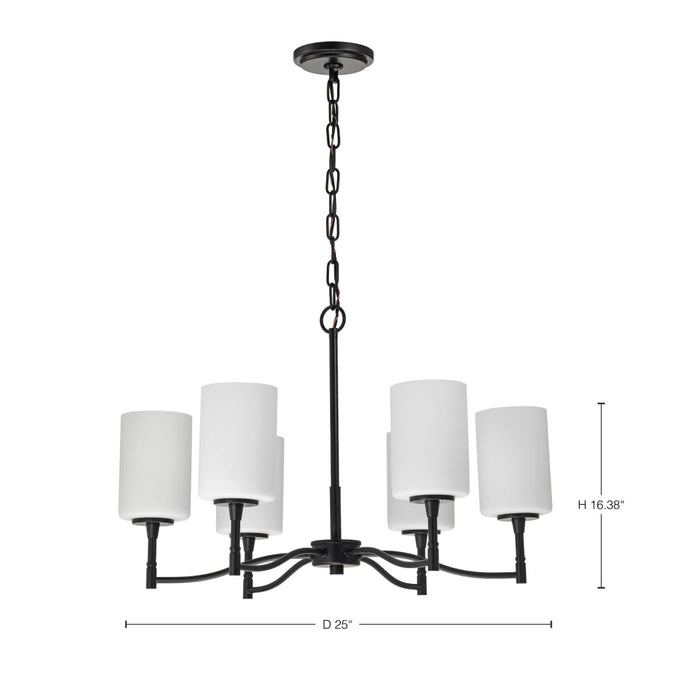 Chandelier Nuvo 60-8216 Liam - 6 Light Chandelier - Matte Black - White Opal Glass Nuvo