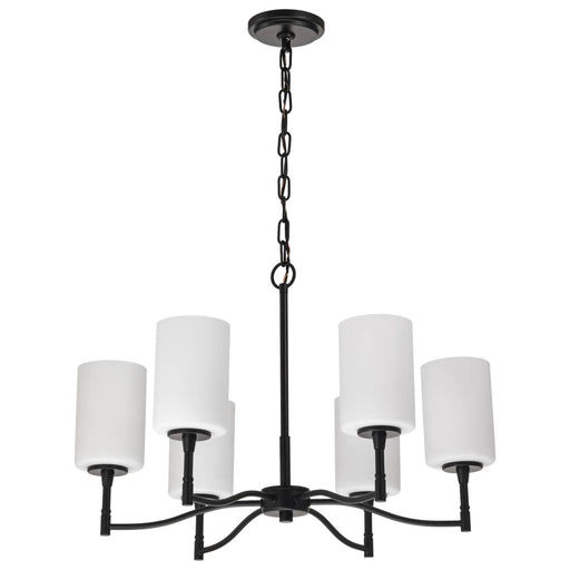 Chandelier Nuvo 60-8216 Liam - 6 Light Chandelier - Matte Black - White Opal Glass Nuvo