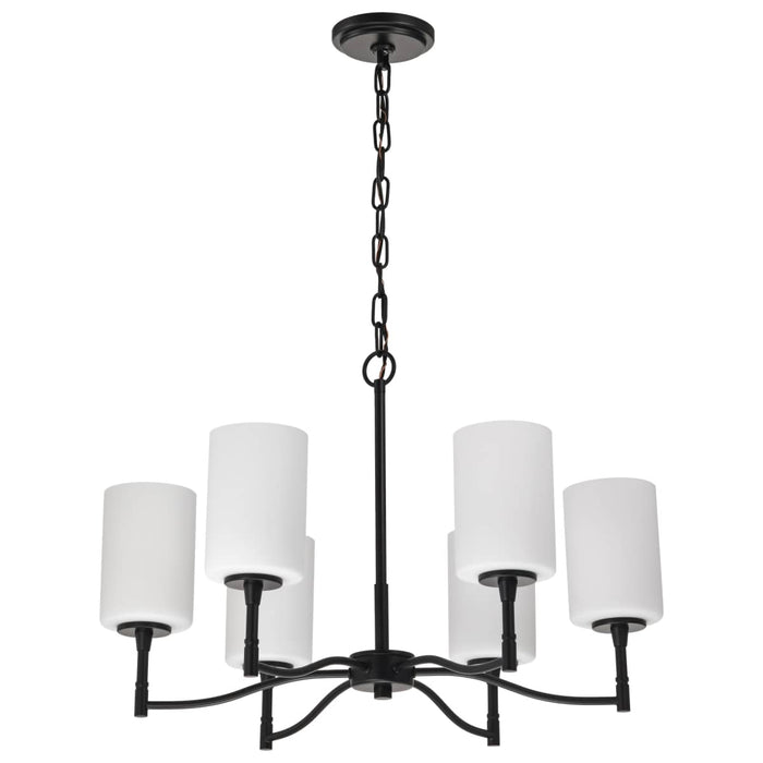 Chandelier Nuvo 60-8216 Liam - 6 Light Chandelier - Matte Black - White Opal Glass Nuvo