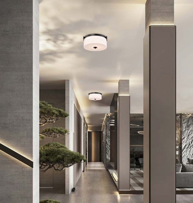 Flush Mount Nuvo 60-8217 Liam - 3 Light Flush Mount - Matte Black - White Opal Glass Nuvo