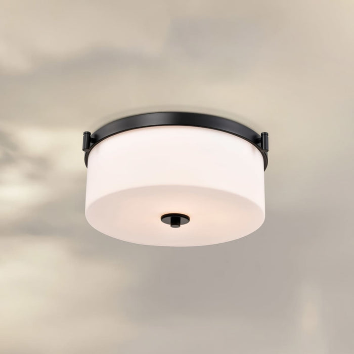 Flush Mount Nuvo 60-8217 Liam - 3 Light Flush Mount - Matte Black - White Opal Glass Nuvo