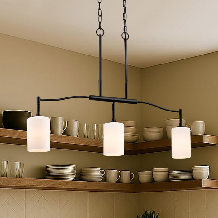 Pendant Nuvo 60-8218 Liam - 3 Light Island Pendant - Matte Black - White Opal Glass Nuvo