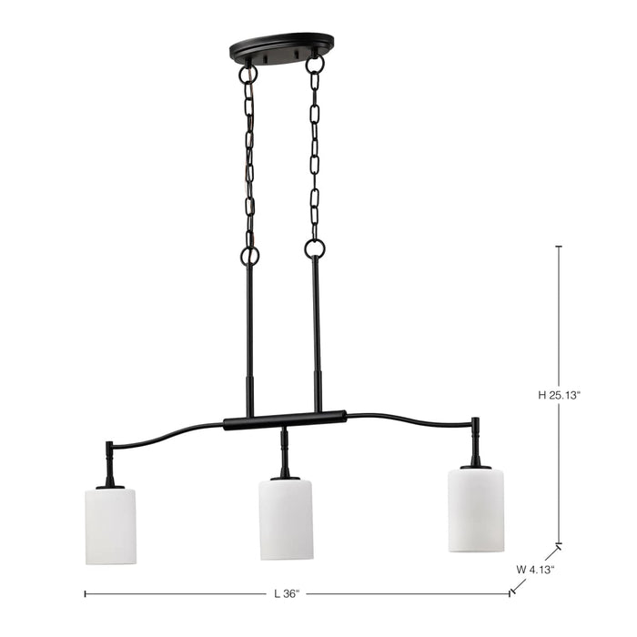 Pendant Nuvo 60-8218 Liam - 3 Light Island Pendant - Matte Black - White Opal Glass Nuvo