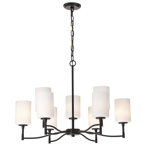 Chandelier Nuvo 60-8219 Liam - 9 Light Chandelier - Matte Black - White Opal Glass Nuvo