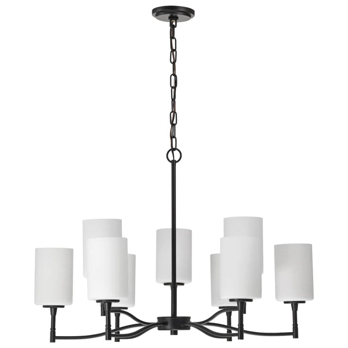 Chandelier Nuvo 60-8219 Liam - 9 Light Chandelier - Matte Black - White Opal Glass Nuvo