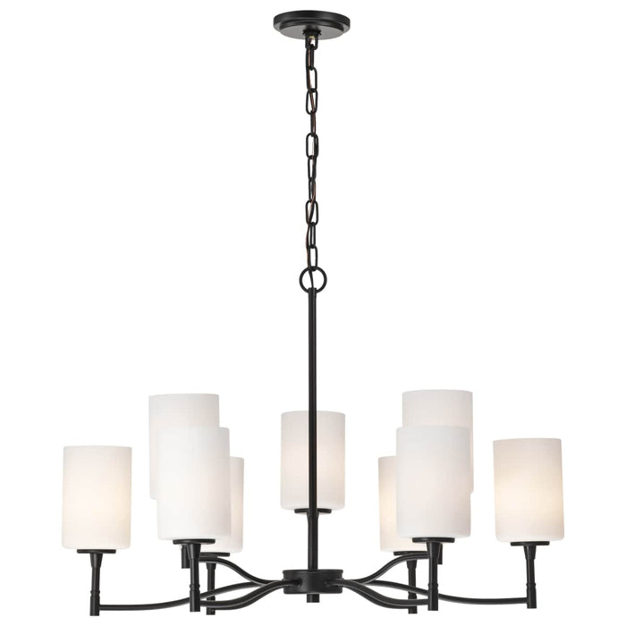 Chandelier Nuvo 60-8219 Liam - 9 Light Chandelier - Matte Black - White Opal Glass Nuvo