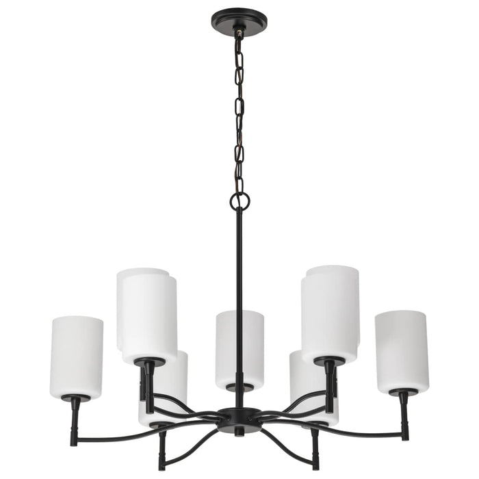 Chandelier Nuvo 60-8219 Liam - 9 Light Chandelier - Matte Black - White Opal Glass Nuvo