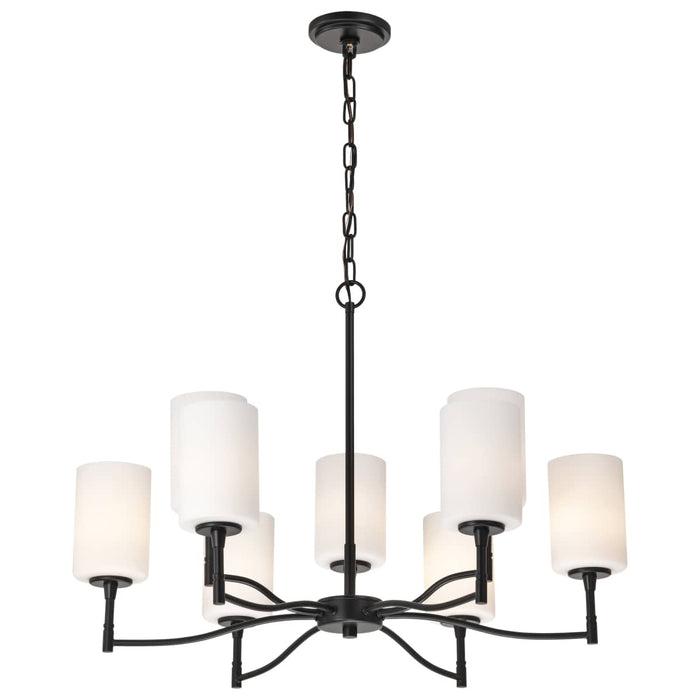 Chandelier Nuvo 60-8219 Liam - 9 Light Chandelier - Matte Black - White Opal Glass Nuvo