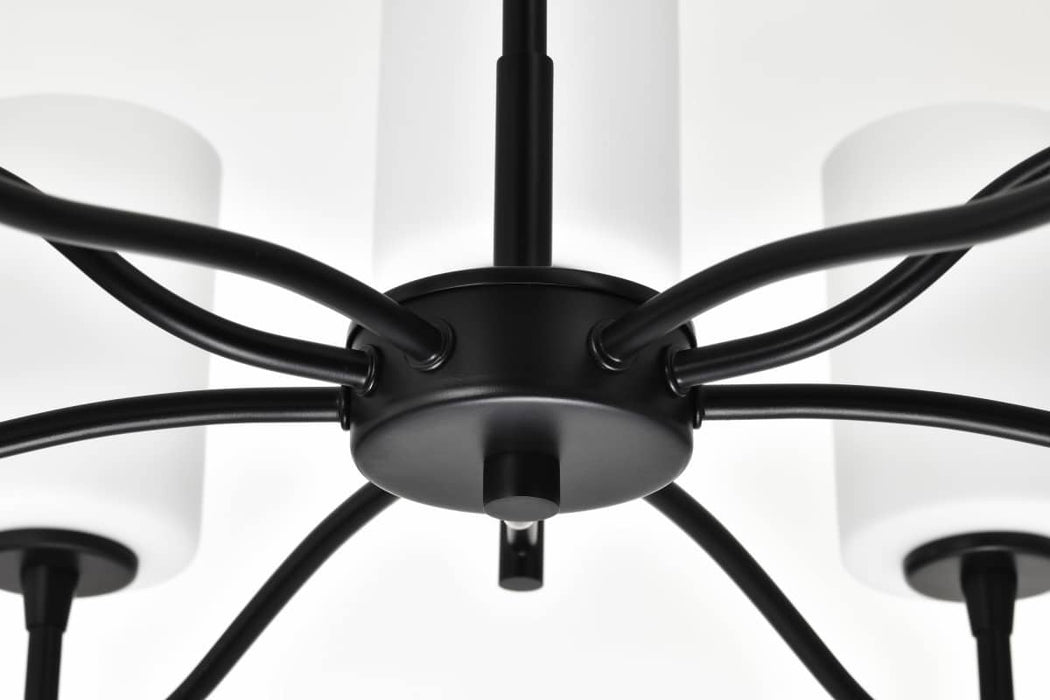 Chandelier Nuvo 60-8219 Liam - 9 Light Chandelier - Matte Black - White Opal Glass Nuvo