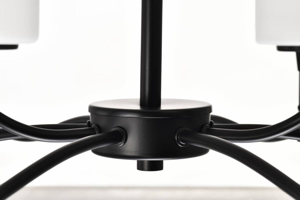 Chandelier Nuvo 60-8219 Liam - 9 Light Chandelier - Matte Black - White Opal Glass Nuvo