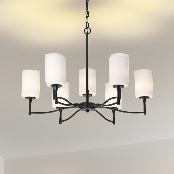 Chandelier Nuvo 60-8219 Liam - 9 Light Chandelier - Matte Black - White Opal Glass Nuvo