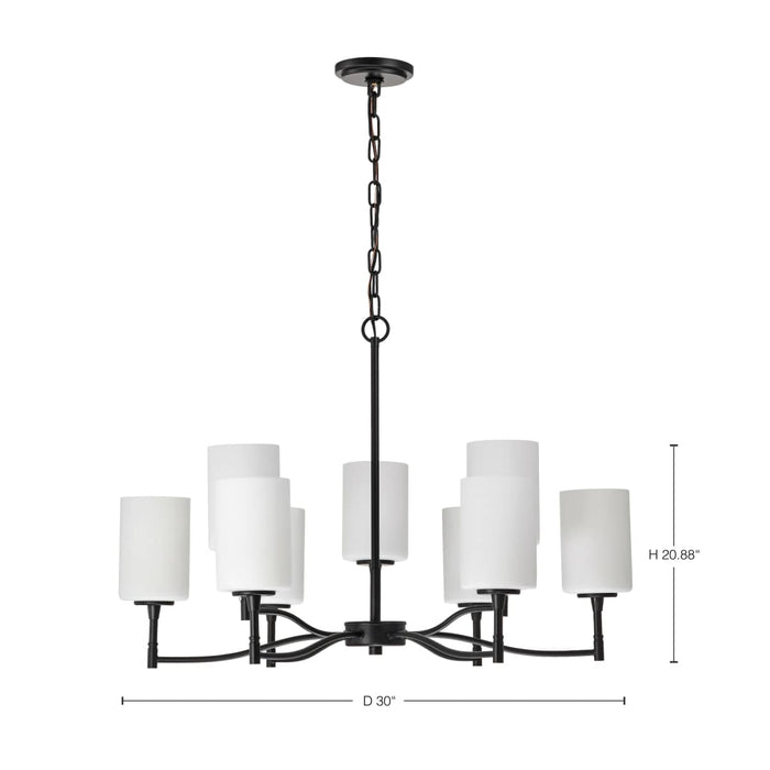Chandelier Nuvo 60-8219 Liam - 9 Light Chandelier - Matte Black - White Opal Glass Nuvo