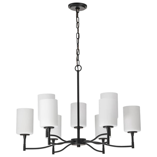 Chandelier Nuvo 60-8219 Liam - 9 Light Chandelier - Matte Black - White Opal Glass Nuvo