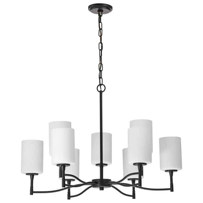 Chandelier Nuvo 60-8219 Liam - 9 Light Chandelier - Matte Black - White Opal Glass Nuvo
