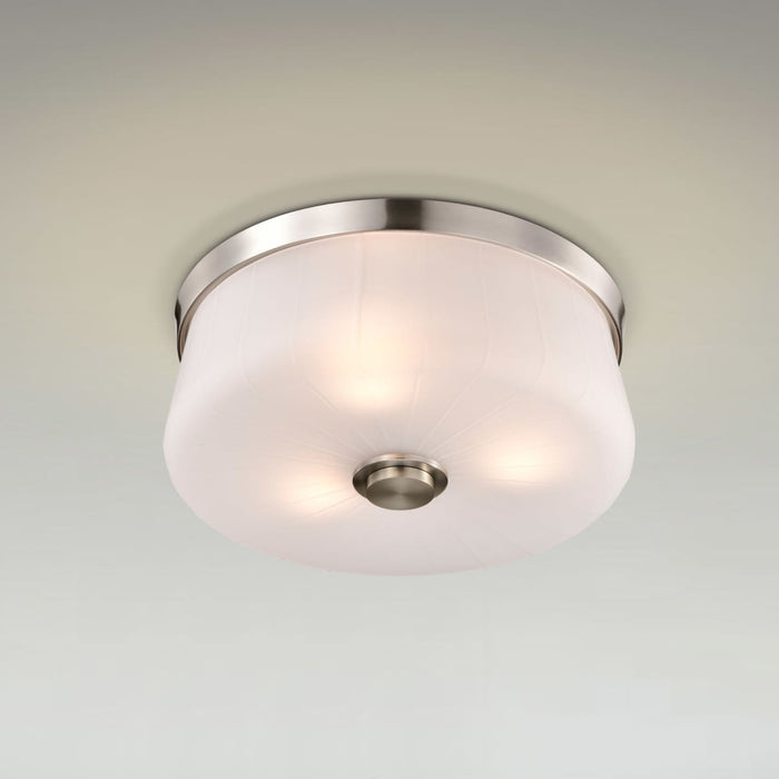 Flush Mount Nuvo 60-8220 Lune - 3 Light Flush Mount - Brushed Nickel Finish - Etched White Glass Nuvo