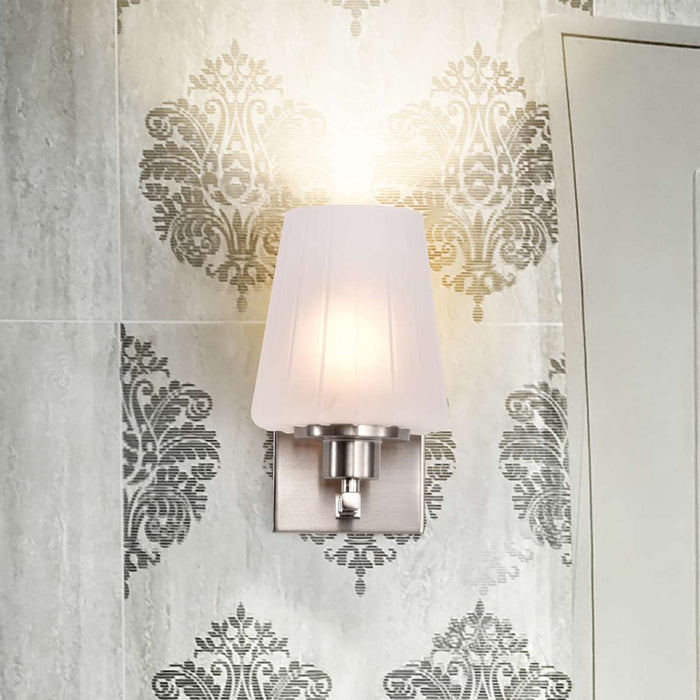 Vanity Nuvo 60-8221 Lune - 1 Light Vanity - Brushed Nickel Finish - Etched White Glass Nuvo