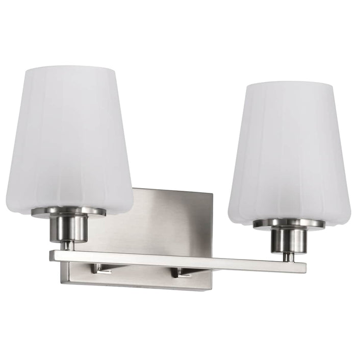 Vanity Nuvo 60-8222 Lune - 2 Light Vanity - Brushed Nickel Finish - Etched White Glass Nuvo