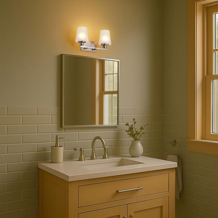 Vanity Nuvo 60-8222 Lune - 2 Light Vanity - Brushed Nickel Finish - Etched White Glass Nuvo