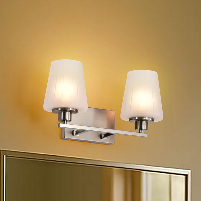 Vanity Nuvo 60-8222 Lune - 2 Light Vanity - Brushed Nickel Finish - Etched White Glass Nuvo