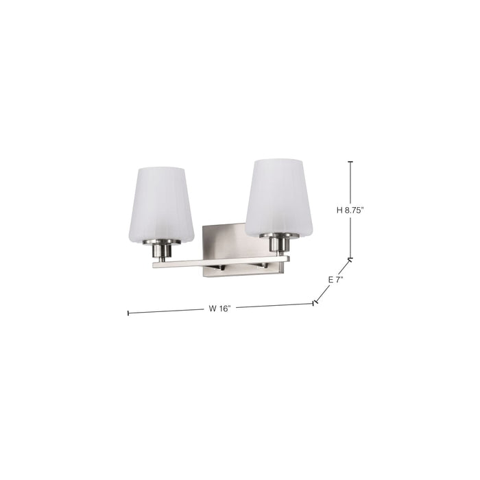Vanity Nuvo 60-8222 Lune - 2 Light Vanity - Brushed Nickel Finish - Etched White Glass Nuvo