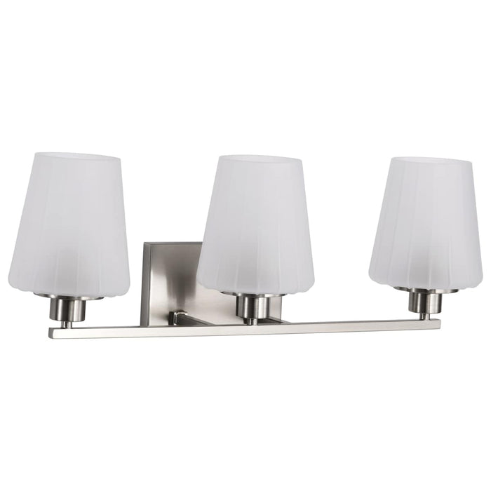 Vanity Nuvo 60-8223 Lune - 3 Light Vanity - Brushed Nickel Finish - Etched White Glass Nuvo