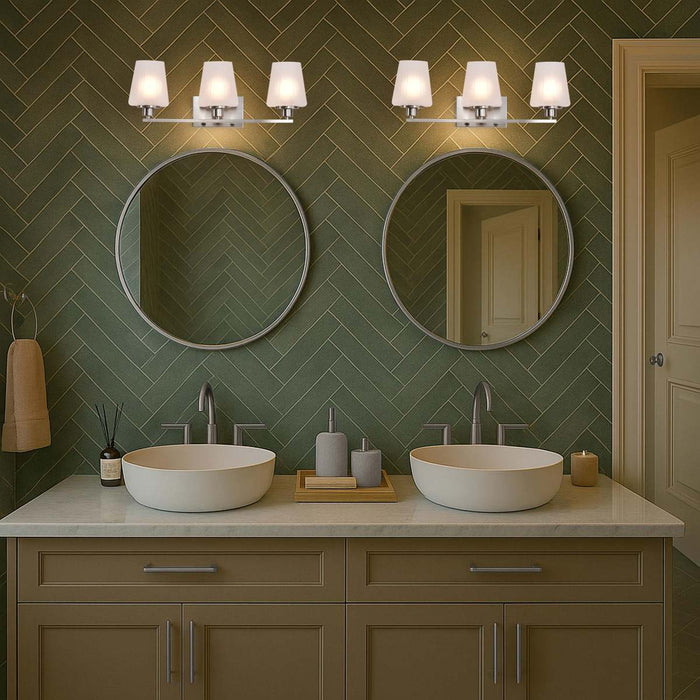 Vanity Nuvo 60-8223 Lune - 3 Light Vanity - Brushed Nickel Finish - Etched White Glass Nuvo