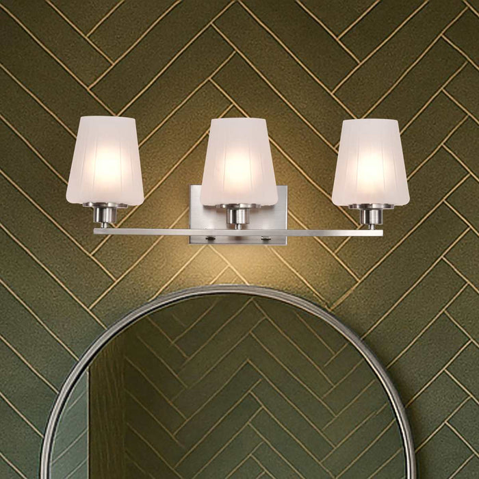 Vanity Nuvo 60-8223 Lune - 3 Light Vanity - Brushed Nickel Finish - Etched White Glass Nuvo