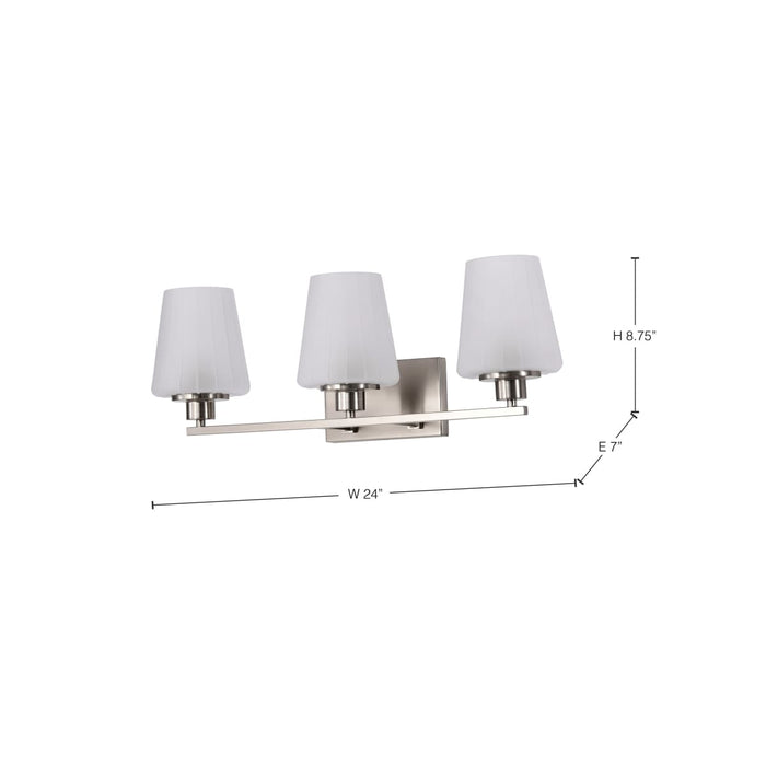 Vanity Nuvo 60-8223 Lune - 3 Light Vanity - Brushed Nickel Finish - Etched White Glass Nuvo