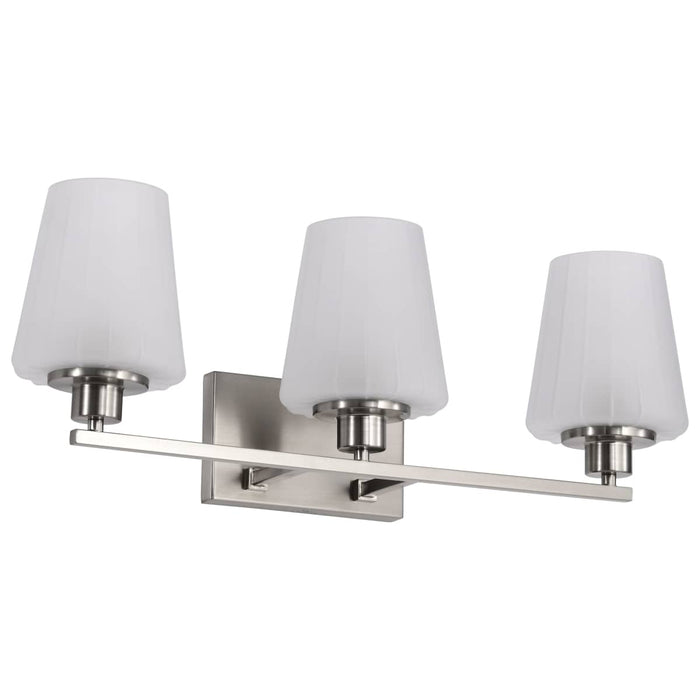 Vanity Nuvo 60-8223 Lune - 3 Light Vanity - Brushed Nickel Finish - Etched White Glass Nuvo