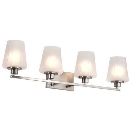 Vanity Nuvo 60-8224 Lune - 4 Light Vanity - Brushed Nickel Finish - Etched White Glass Nuvo