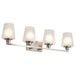 Vanity Nuvo 60-8224 Lune - 4 Light Vanity - Brushed Nickel Finish - Etched White Glass Nuvo