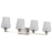 Vanity Nuvo 60-8224 Lune - 4 Light Vanity - Brushed Nickel Finish - Etched White Glass Nuvo