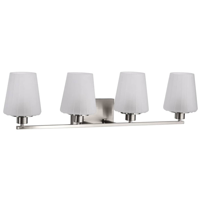 Vanity Nuvo 60-8224 Lune - 4 Light Vanity - Brushed Nickel Finish - Etched White Glass Nuvo