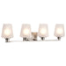 Vanity Nuvo 60-8224 Lune - 4 Light Vanity - Brushed Nickel Finish - Etched White Glass Nuvo