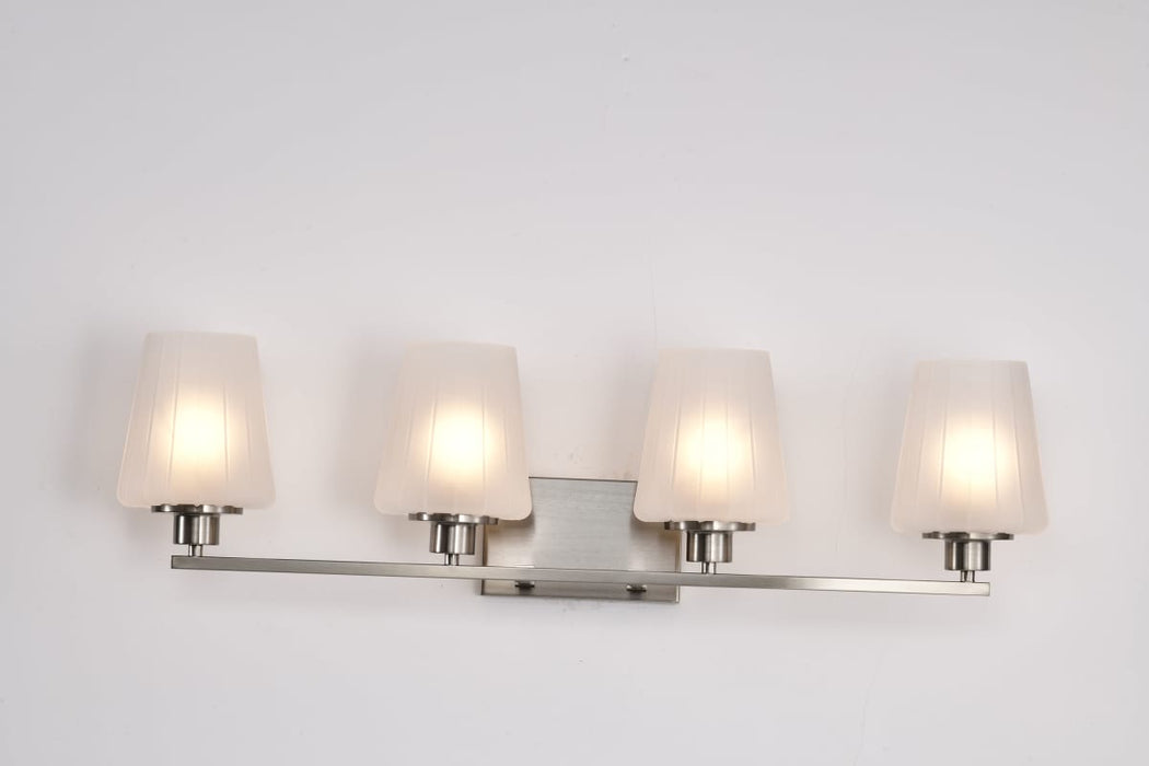 Vanity Nuvo 60-8224 Lune - 4 Light Vanity - Brushed Nickel Finish - Etched White Glass Nuvo