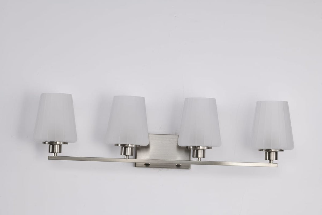 Vanity Nuvo 60-8224 Lune - 4 Light Vanity - Brushed Nickel Finish - Etched White Glass Nuvo
