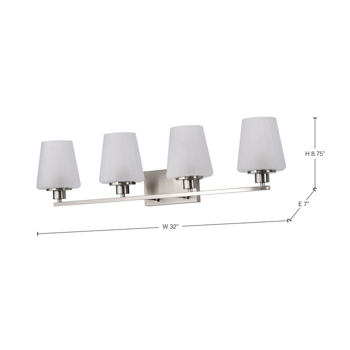 Vanity Nuvo 60-8224 Lune - 4 Light Vanity - Brushed Nickel Finish - Etched White Glass Nuvo