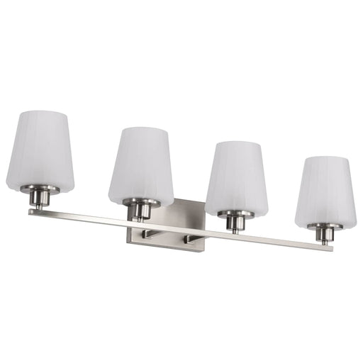 Vanity Nuvo 60-8224 Lune - 4 Light Vanity - Brushed Nickel Finish - Etched White Glass Nuvo