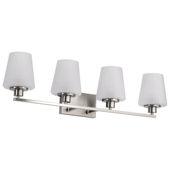 Vanity Nuvo 60-8224 Lune - 4 Light Vanity - Brushed Nickel Finish - Etched White Glass Nuvo