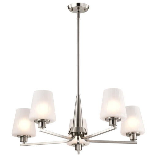 Chandelier Nuvo 60-8225 Lune - 5 Light Chandelier - Brushed Nickel Finish - Etched White Glass Nuvo